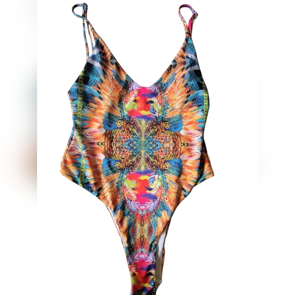 Vibrant Multicolor  Tye Dye Women One Piece Swimsuit - Picture 1 of 2